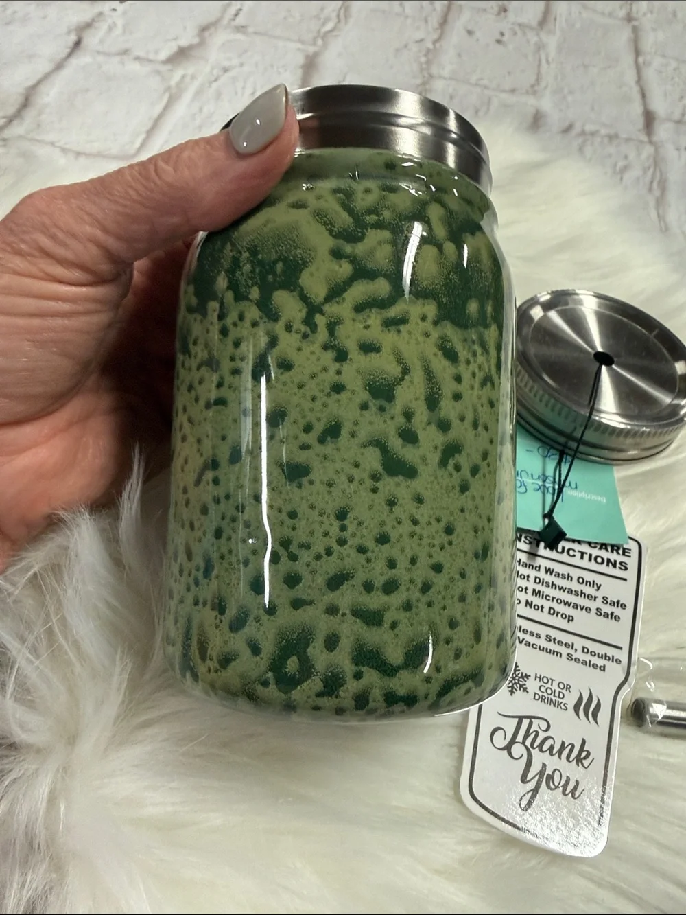 Proxy Metal Mason Jar Green Football with leopard heart Tumbler with lid & Straw